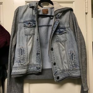 American Eagle Jean Sweatshirt Jacket